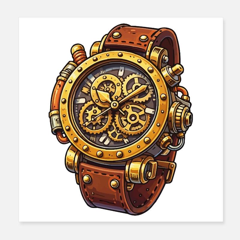 Conception du chrono à mouvement steampunk Poster 20 x 20 cm