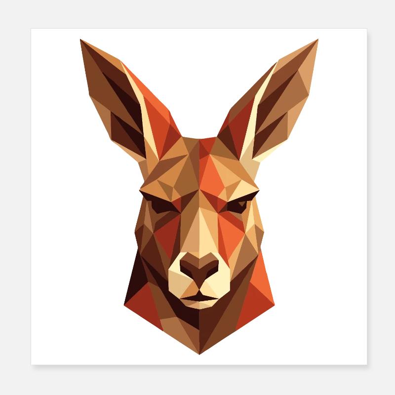 Kangaroo Australia Outback Wild Cute Kangaroos Poster 8" x 8" (20x20 cm)