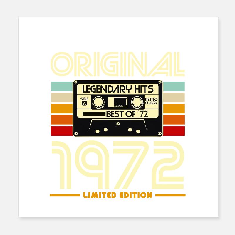 Cassette Originale 1972 Rétro Poster 20 x 20 cm