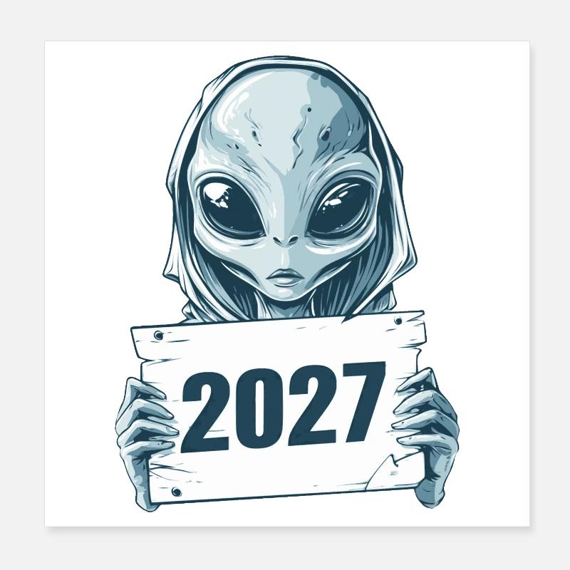 hellblaues Alien 2027 Poster 20x20 cm