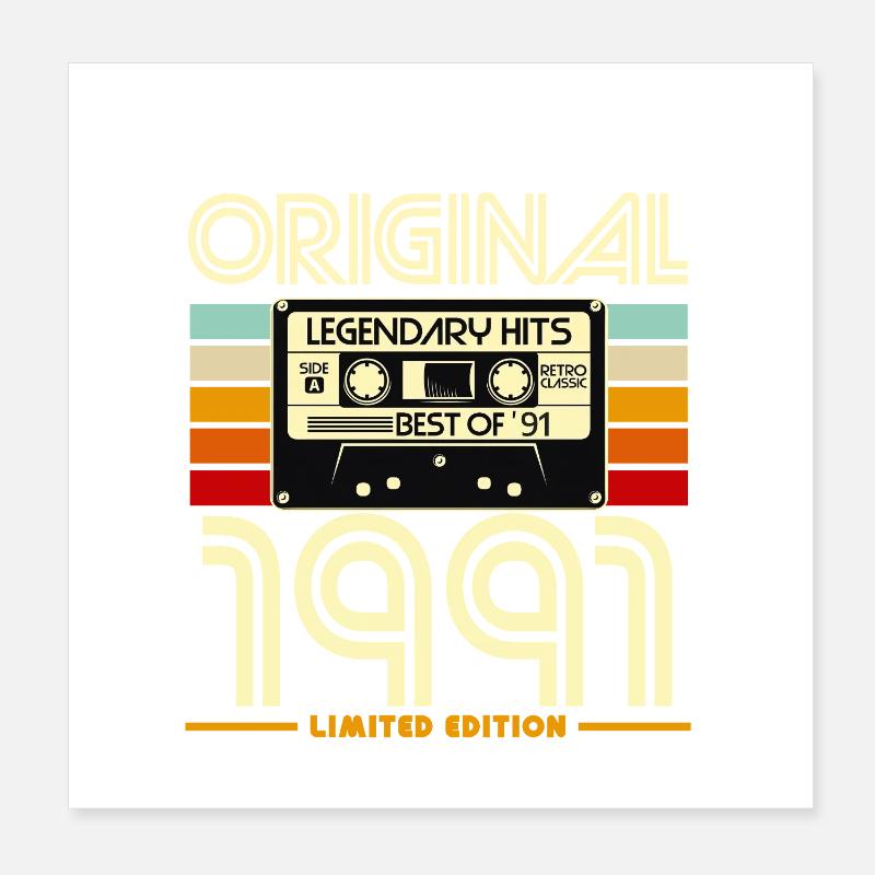 Original 1991 Retro Cassette Poster 20 x 20 cm