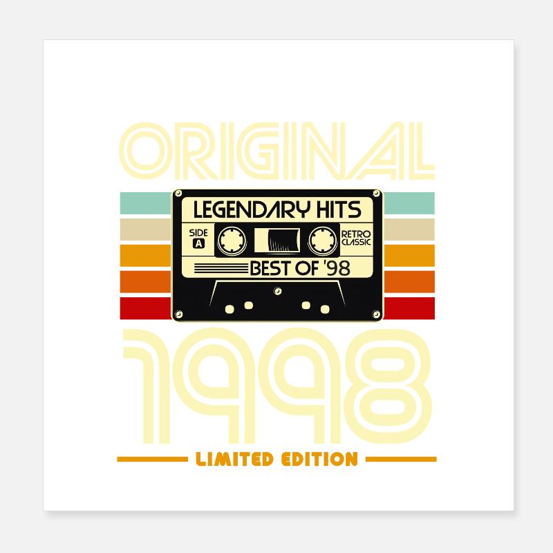 Original 1998 Retro Cassette Poster 8" x 8" (20x20 cm)