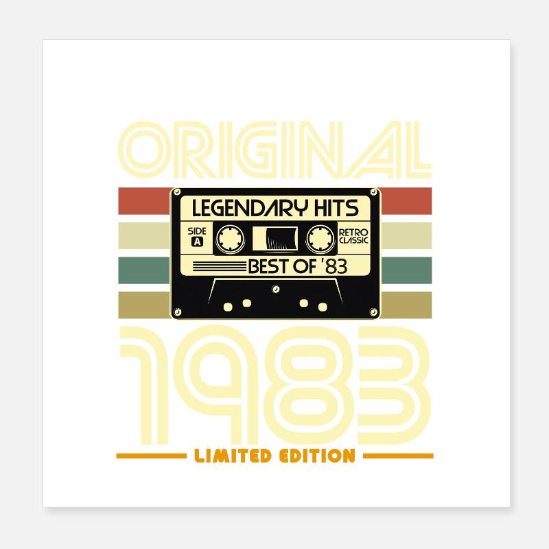 Original 1983 Cassette Retro Limited Poster 20 x 20 cm