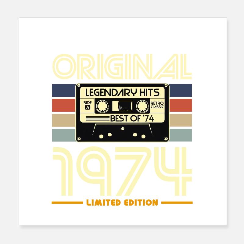 Original 1974 Cassette Rétro Poster 20 x 20 cm