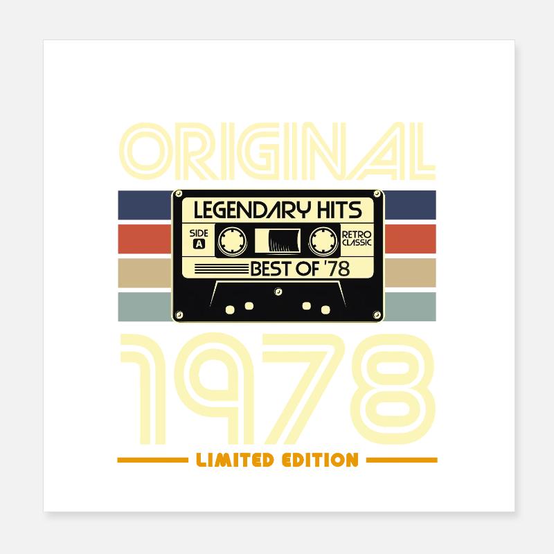 Original 1978 Cassette Rétro Édition Poster 20 x 20 cm