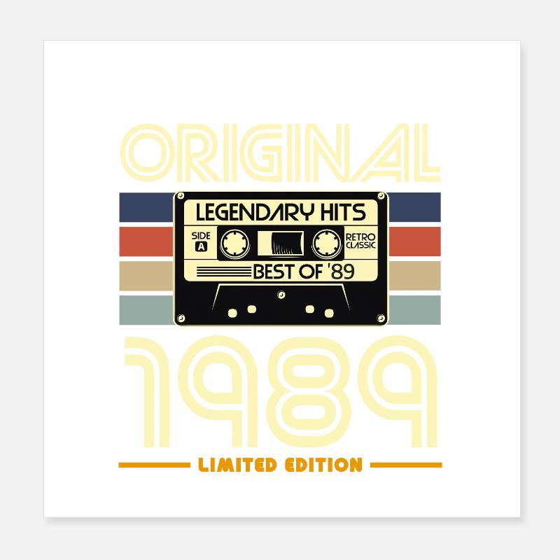 Original 1989 Retro Cassette Poster 20 x 20 cm