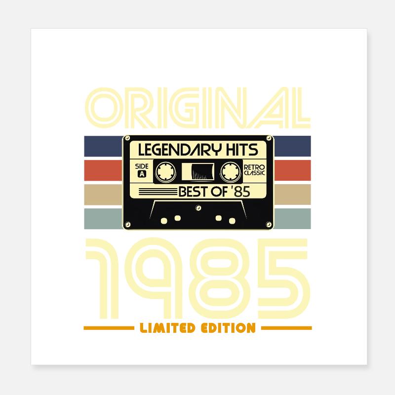 Original 1985 Cassette Retro Limité Poster 20 x 20 cm