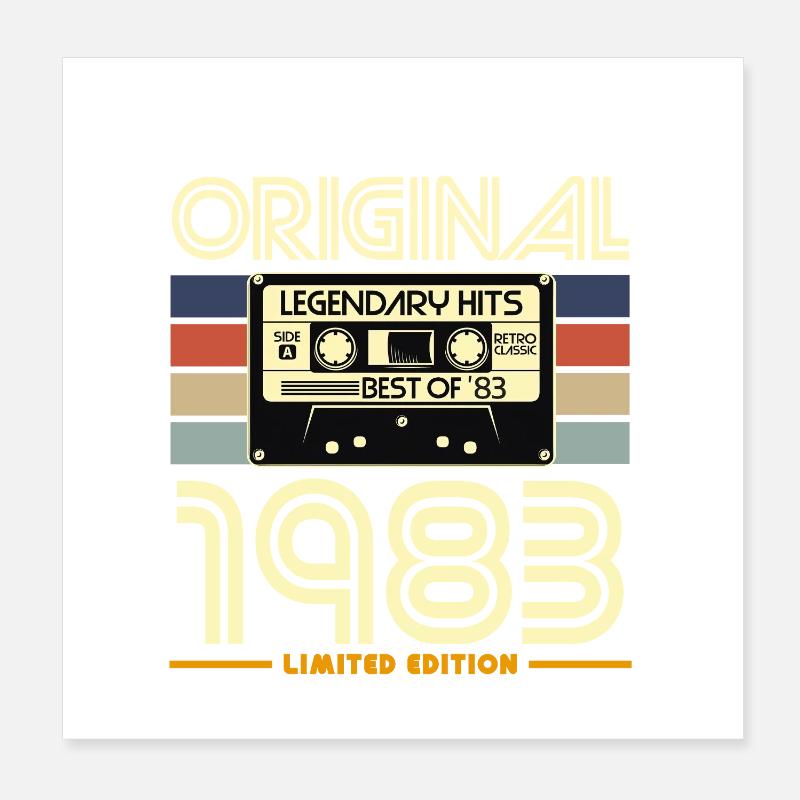 Original 1983 Cassette Rétro Poster 20 x 20 cm