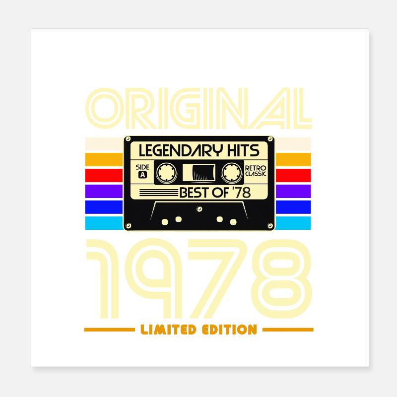Original 1978 Cassette Retro Poster 8" x 8" (20x20 cm)