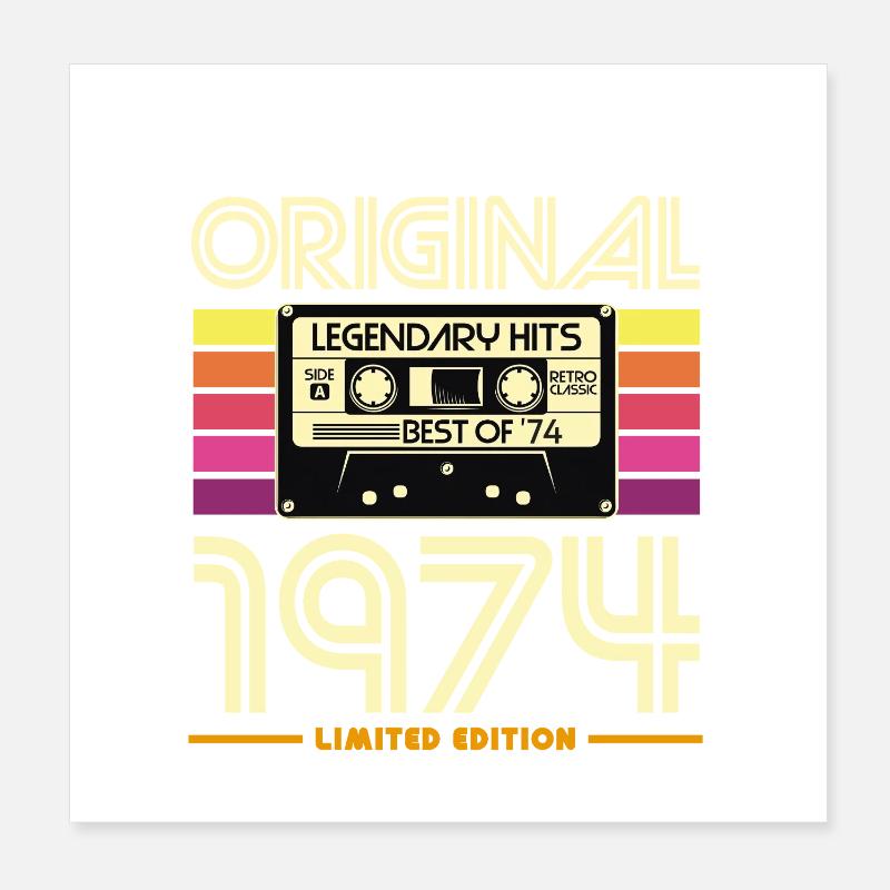 Original 1974 Retro Cassette Limited Poster 20x20 cm