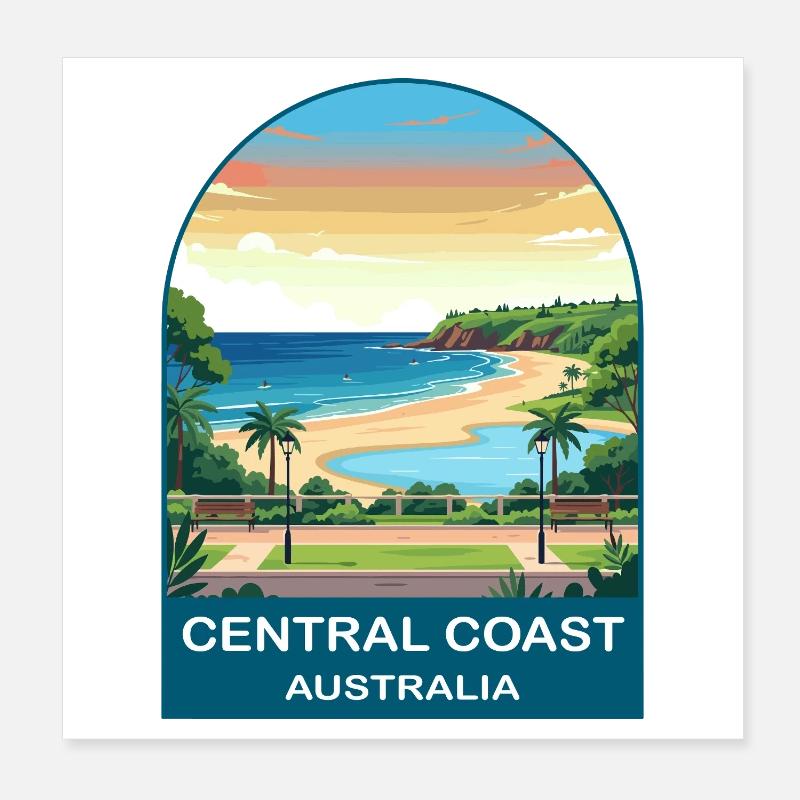 Central Coast Australien Strandreiseplakat Poster 20x20 cm