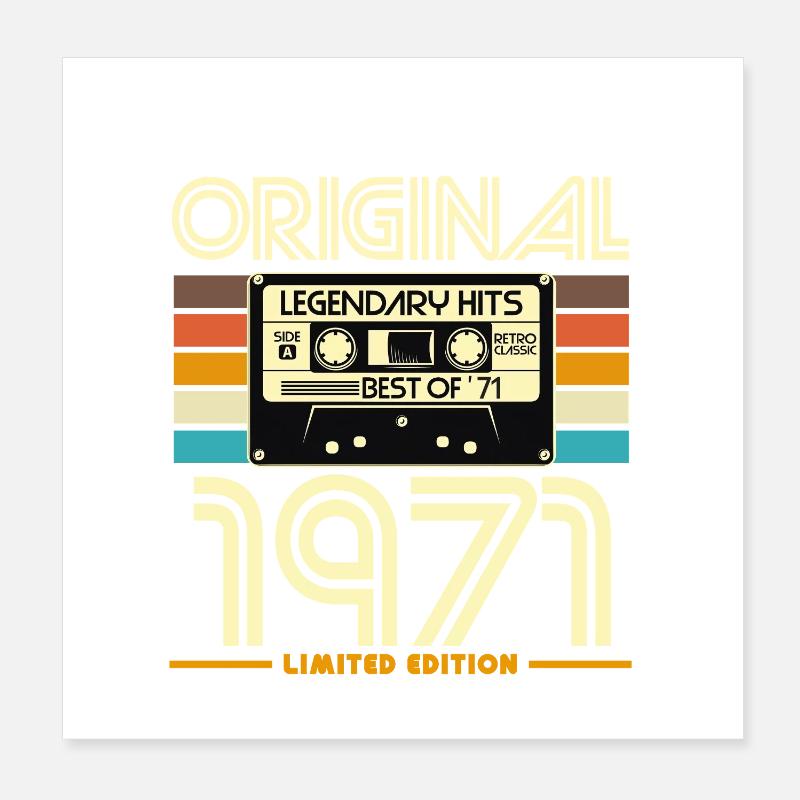 Original 1971 Limited Edition Retro Cassette Poster 8" x 8" (20x20 cm)