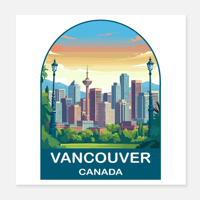 Vancouver Canada Harbour Centre Reisekunst Poster 20x20 cm