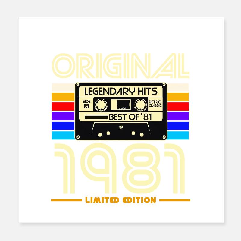 Original 1981 Cassette Rétro Édition Limitée Poster 20 x 20 cm