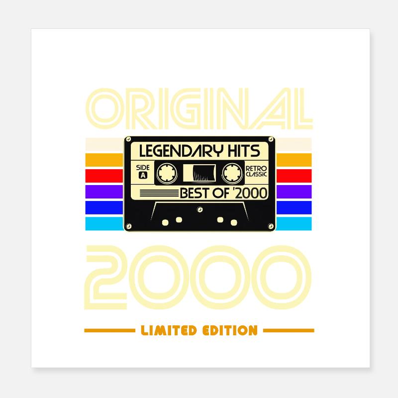 Original 2000 Cassette Nostalgie Limité Poster 20 x 20 cm