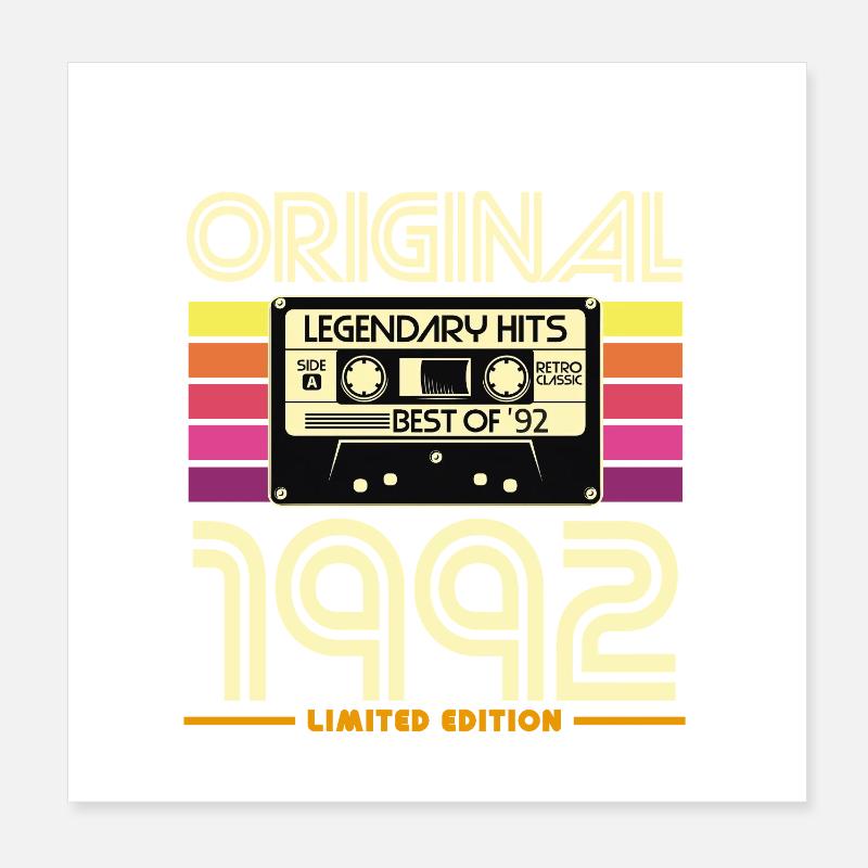 Original 1992 Cassette Retro Poster 20 x 20 cm