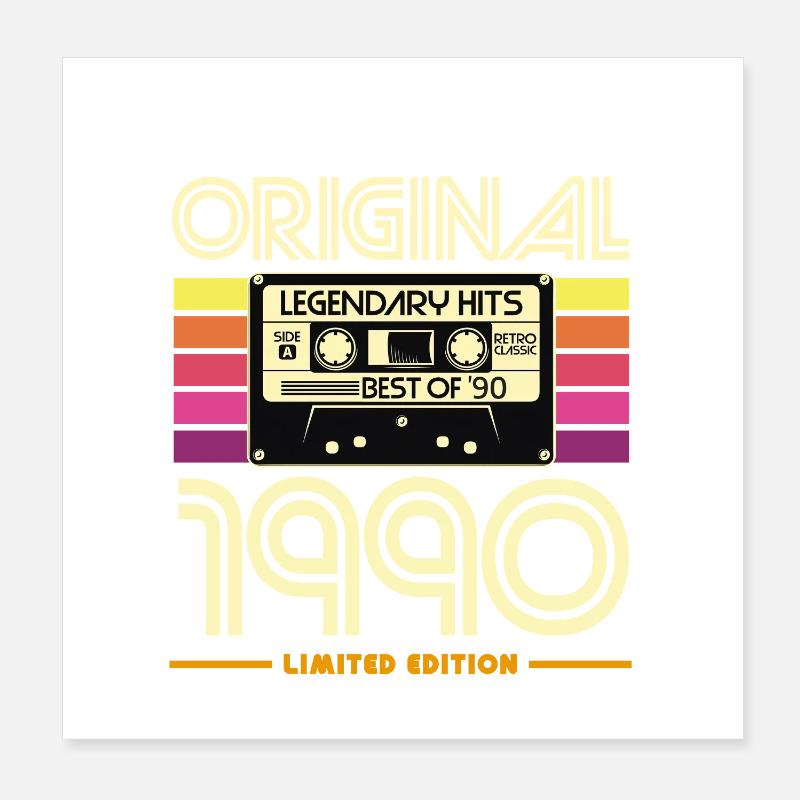 Original 1990 Cassette Rétro Poster 20 x 20 cm