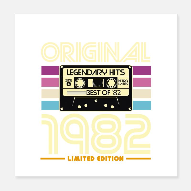 Originale Retro-Hits-Kassette von 1982 Poster 20x20 cm