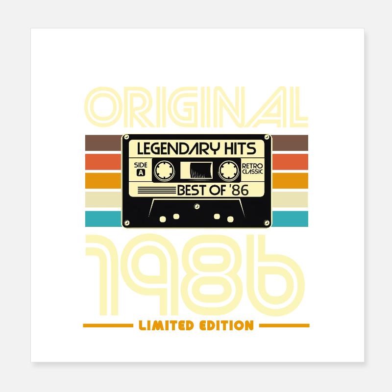 Original 1986 Cassette Rétro Édition Limitée Poster 20 x 20 cm