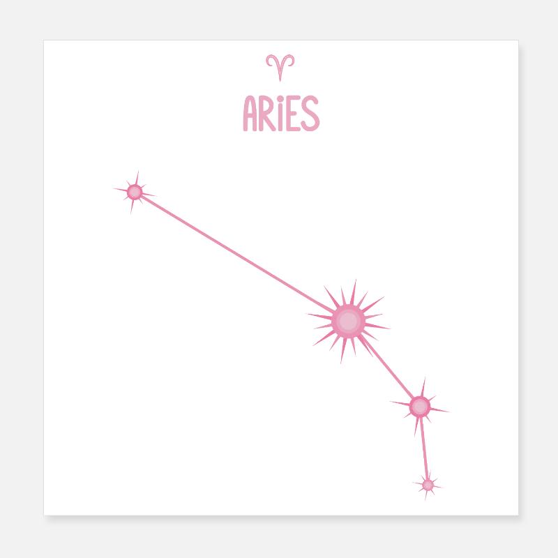 Constellation des étoiles du signe du Bélier rose pastel Poster 20 x 20 cm