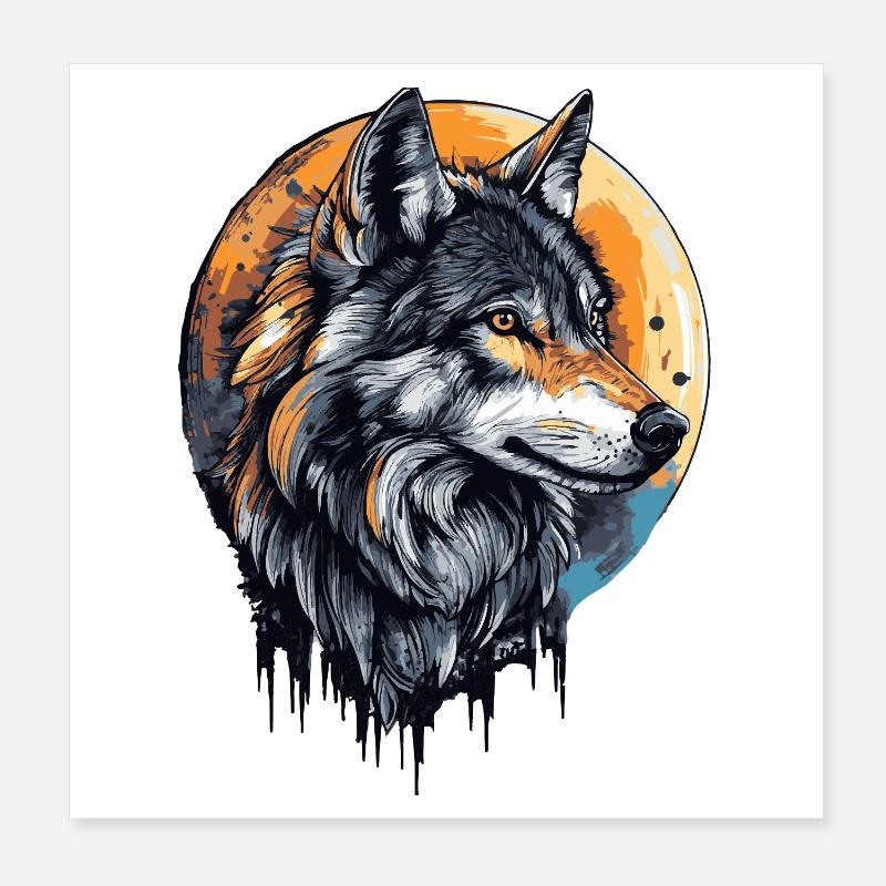 Wolf Moon Poster 8" x 8" (20x20 cm)