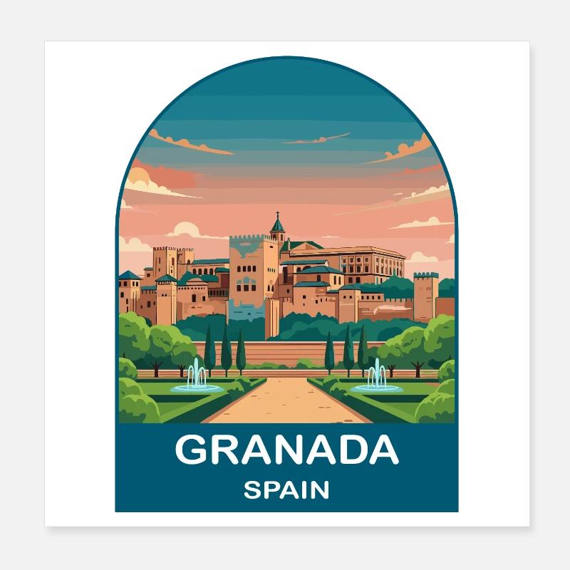 Art d’affiches de voyage vintage à Grenade, Espagne Poster 20 x 20 cm