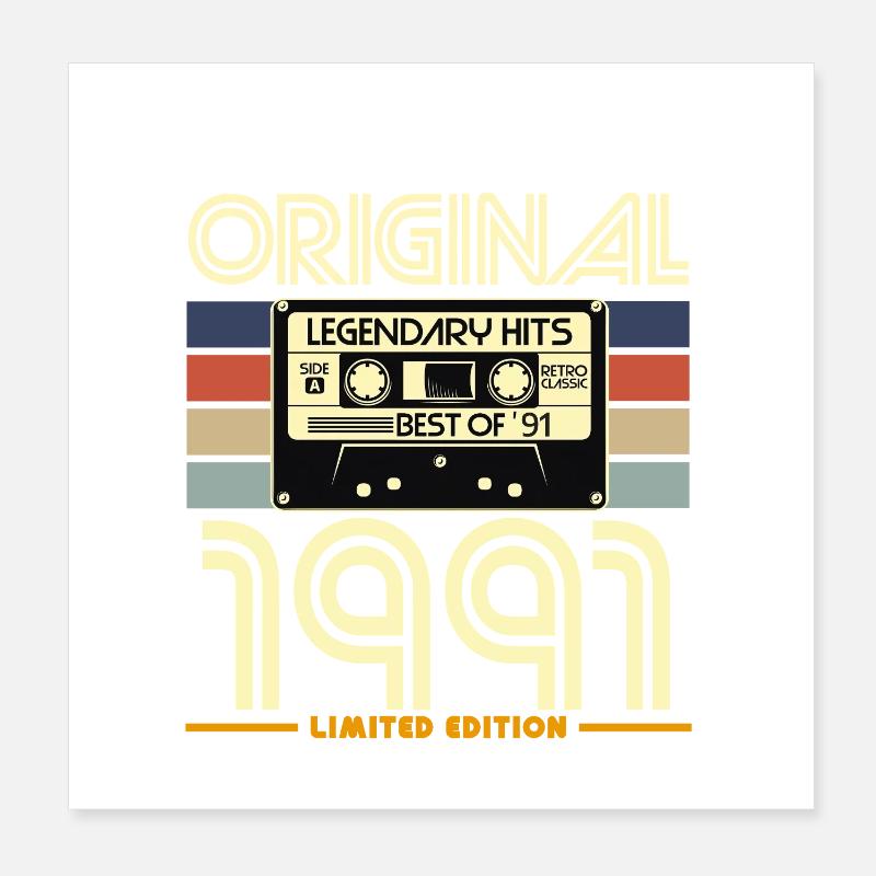 Originale Retro-Hits von 1991 Poster 20x20 cm