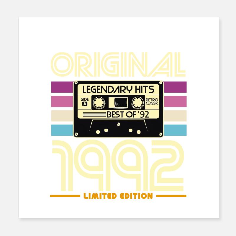 Originale Limited Edition Hits von 1992 Poster 20x20 cm
