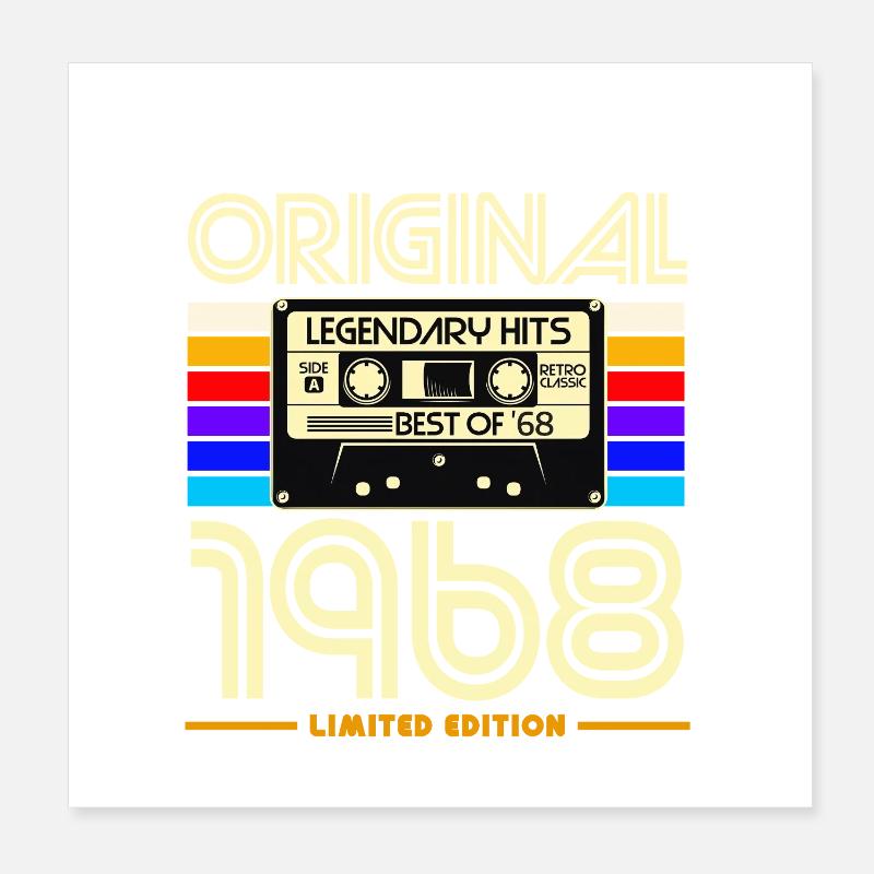 Original 1968 Hits Édition Limitée Poster 20 x 20 cm