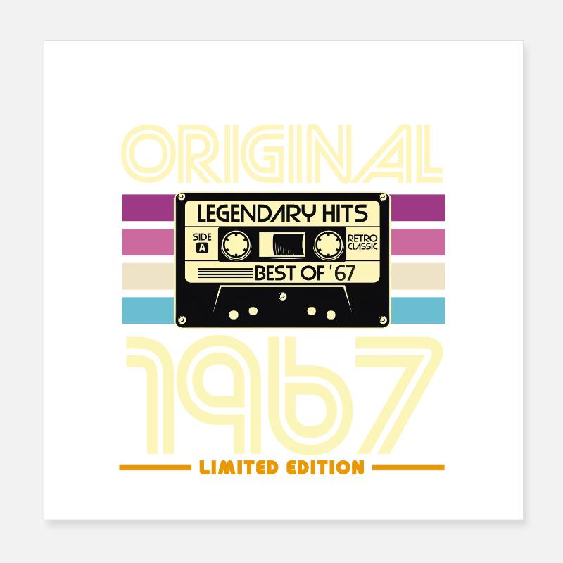 Original 1967 Hits Cassette Retro Poster 20 x 20 cm