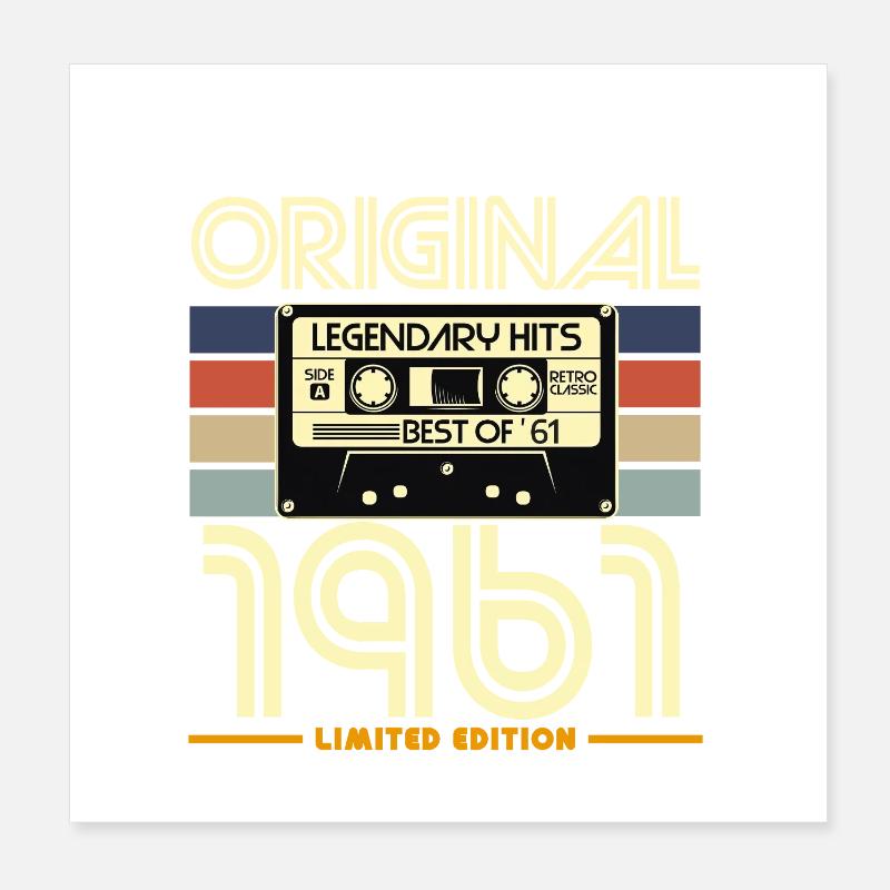 Original 1961 Retro Cassette Limited Poster 20 x 20 cm