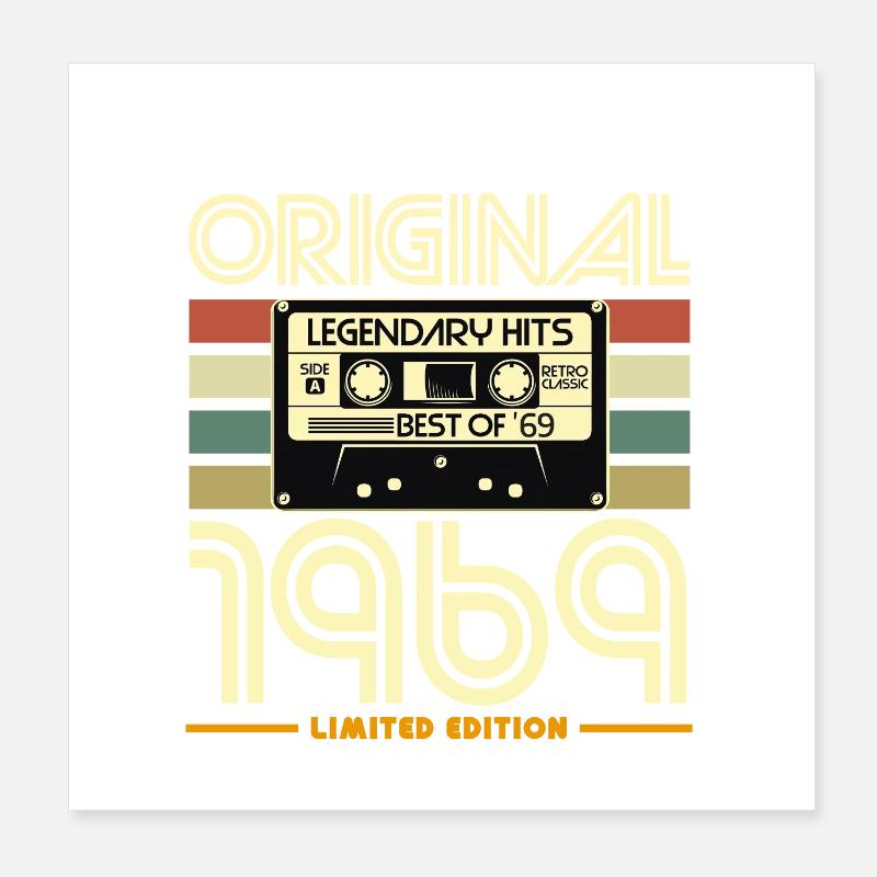 Original 1969 Rétro Cassette Poster 20 x 20 cm