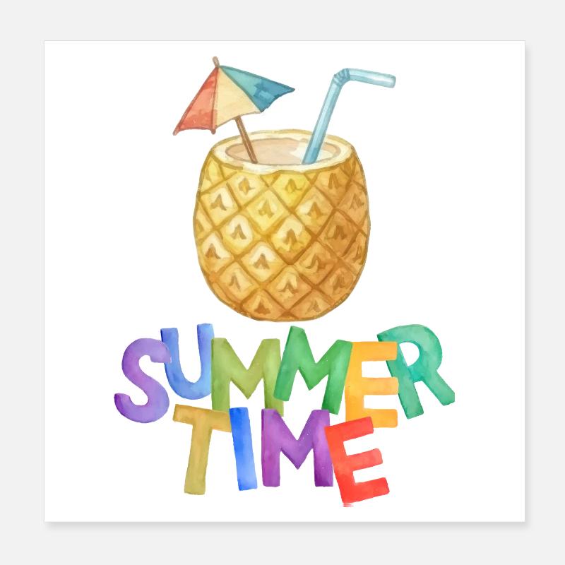 Summertime Pineapple Drink Poster 8" x 8" (20x20 cm)