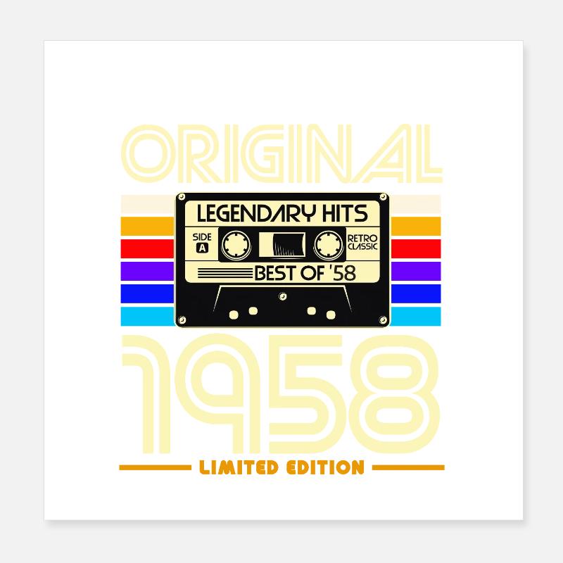 Original 1958 Vintage Cassette Tee Poster 20 x 20 cm