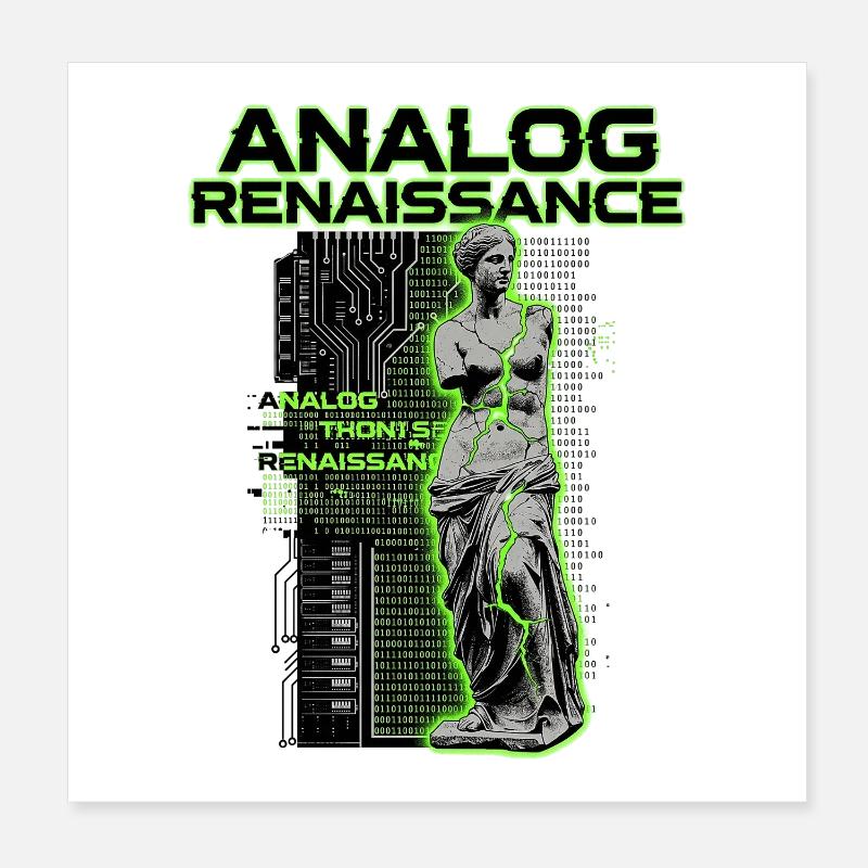Analog Renaissance Cyberpunk Poster 8" x 8" (20x20 cm)
