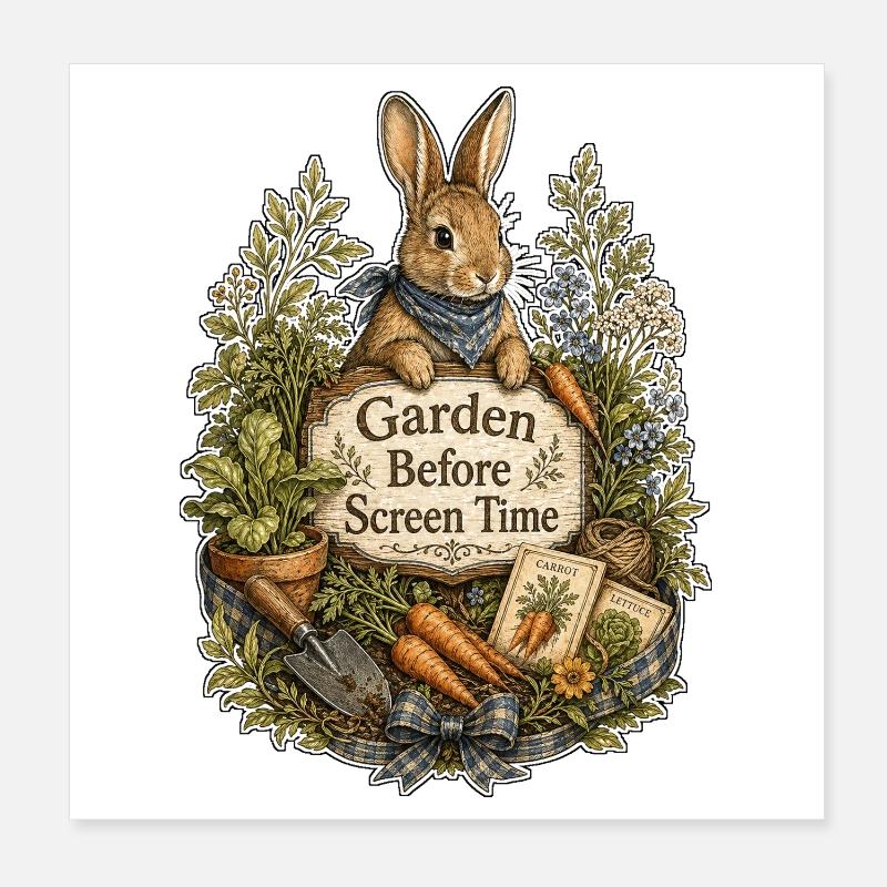 Le jardin avant le temps d’écran Poster 20 x 20 cm