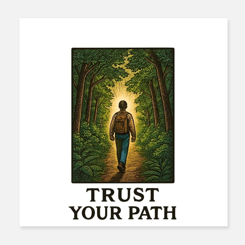 Vertraue deinem Weg im Wald Poster 20x20 cm