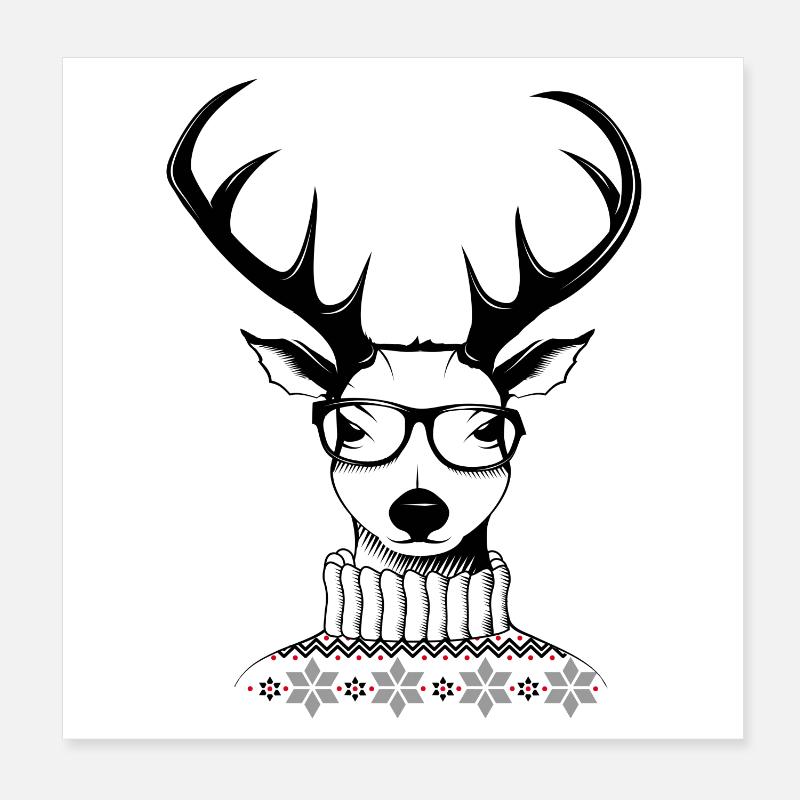 Hipster Hirsch Poster 20x20 cm