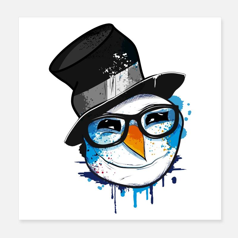 Schneemann mit Nerd Brille Poster 20x20 cm
