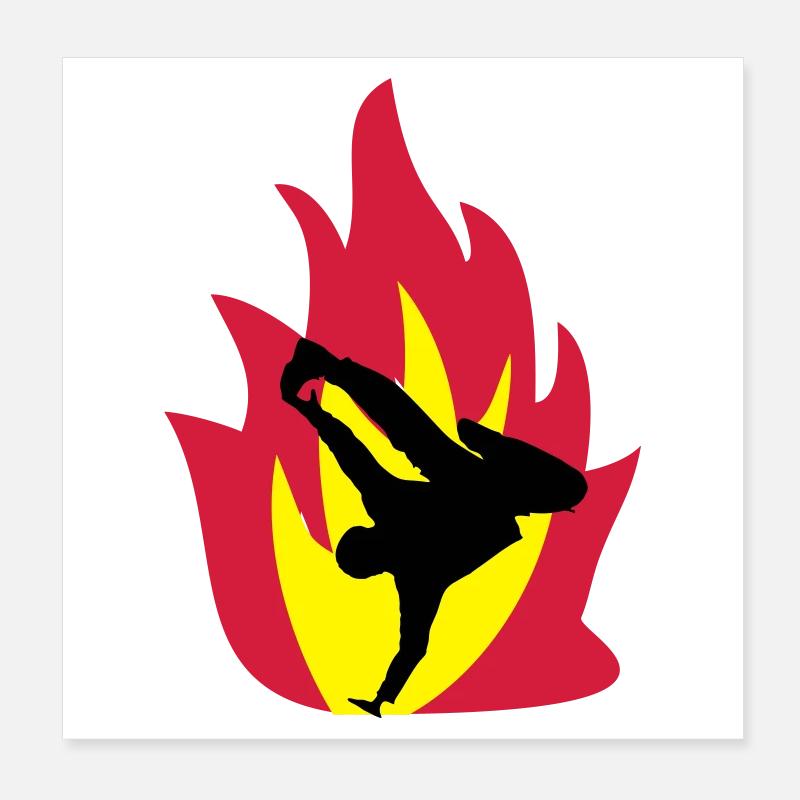 Breakdancer im Feuer Poster 20x20 cm