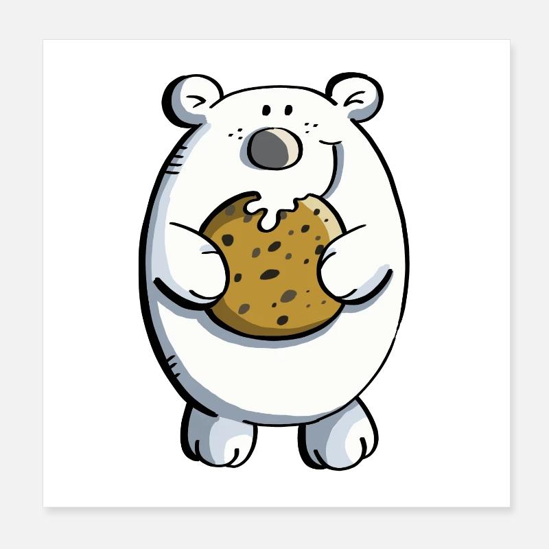 ours polaire doux avec un énorme biscuit Poster 20 x 20 cm