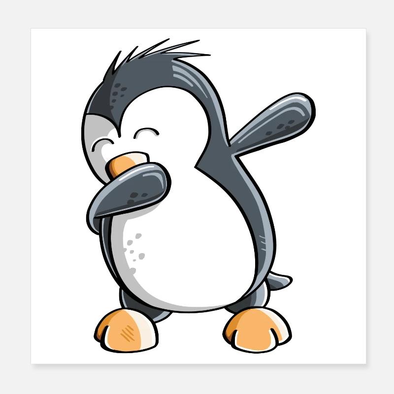 Dab Dance Penguin - Tamponnage - Fun Comic - Cadeau Poster 20 x 20 cm