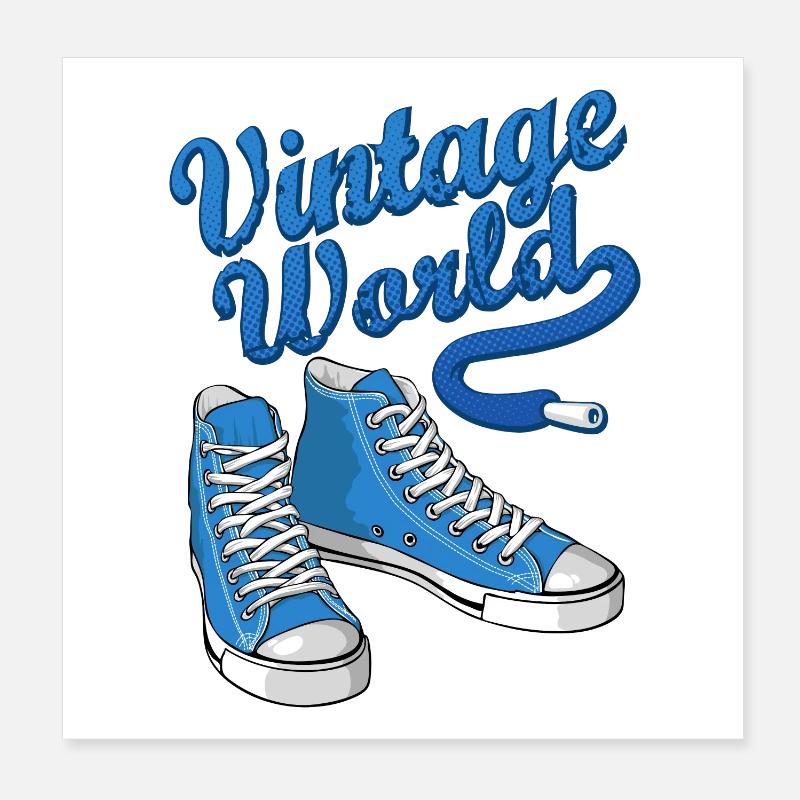 Blue vintage sneakers Poster 20x20 cm
