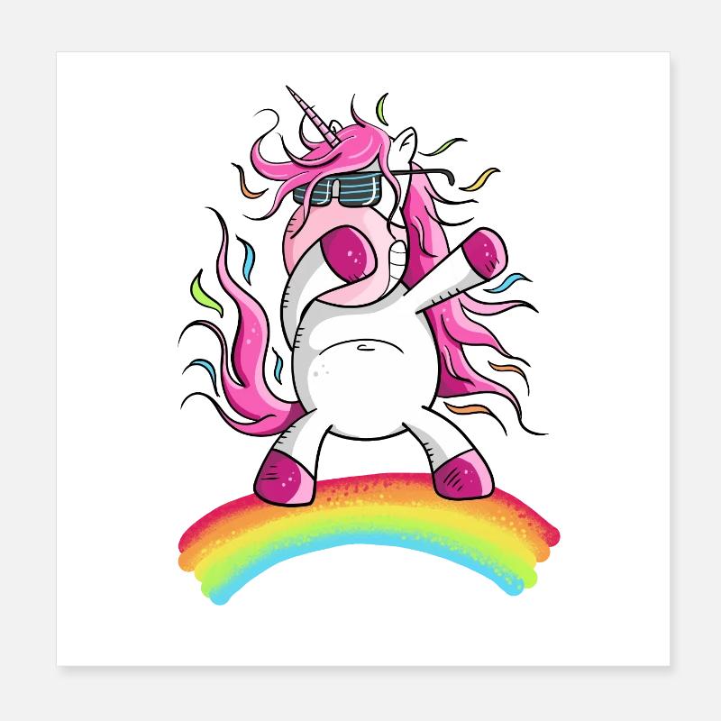 Dabbendes Unicorn Sur Rainbow I Dab Dance Poster 20 x 20 cm