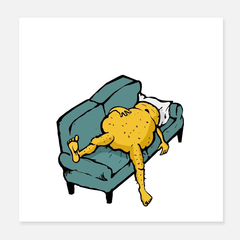 Sofa Kartoffel eingeschlafen Poster 20x20 cm