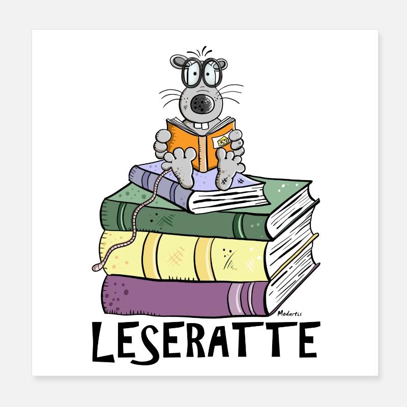 Leseratte Poster 20x20 cm