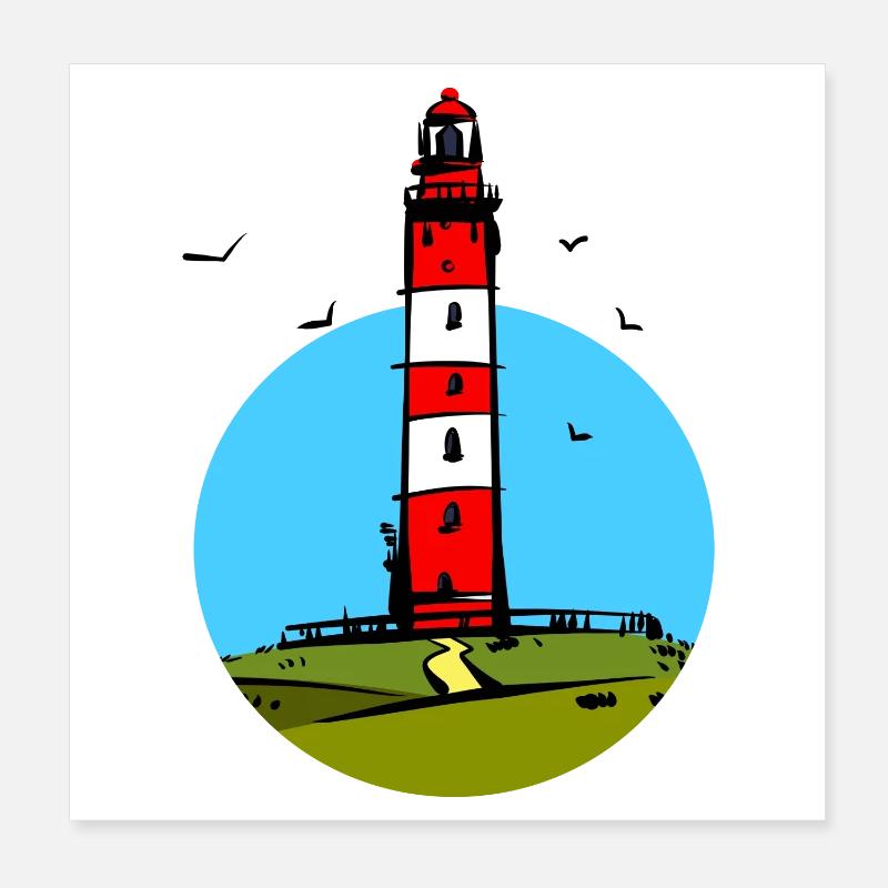 Leuchtturm Amrum Design Poster 20x20 cm