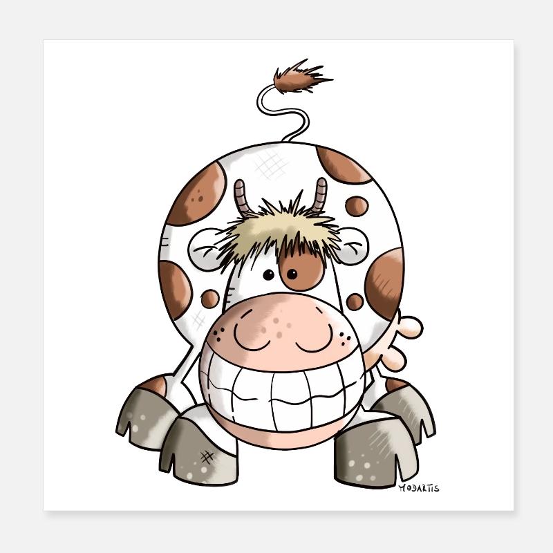 Happy Cow Poster 8" x 8" (20x20 cm)