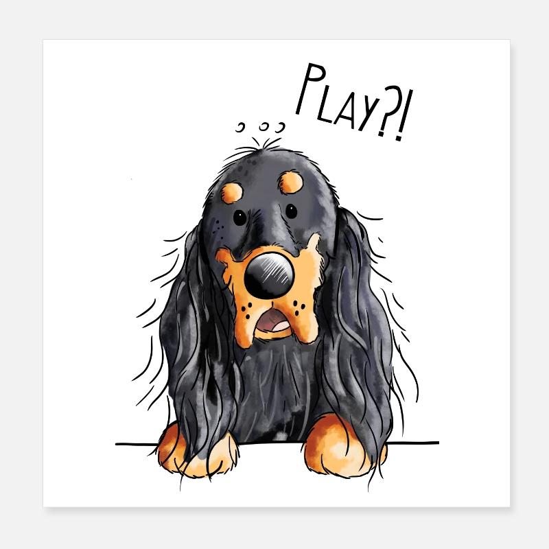Play Gordon Setter - Chien - Cadeau Poster 20 x 20 cm