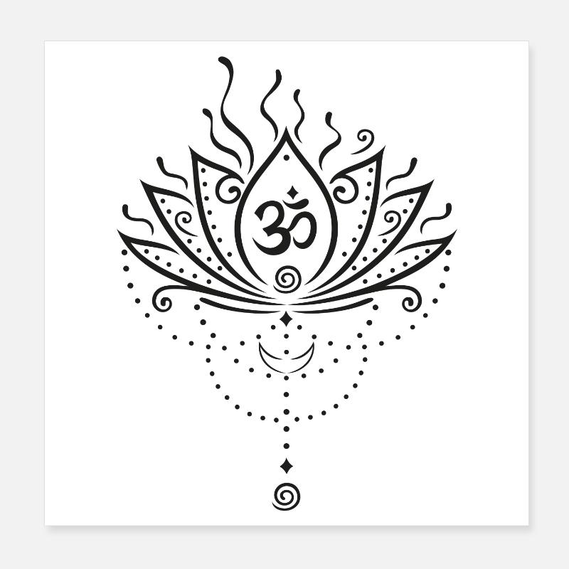 Fleur de lotus, version noire Poster 20 x 20 cm